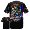 FUNSTUFFPRINT LGBT Skull Rose 3D For LGBT Pride Month, LGBT Zero Fucks Given, LGBT Gift For Her LGBT Gift For Him 3D T-shirt