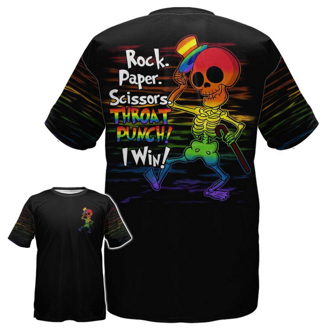 FUNSTUFFPRINT Funny LGBT-Shirt, Rock Skeleton Gay Pride Shirt, Gift To Lesbian, Gift For Gay On Pride Month 3D T-shirt