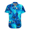 3D Freediving Hawaii Shirt, Hawaiian Shirts for Men Print Button Down Shirt