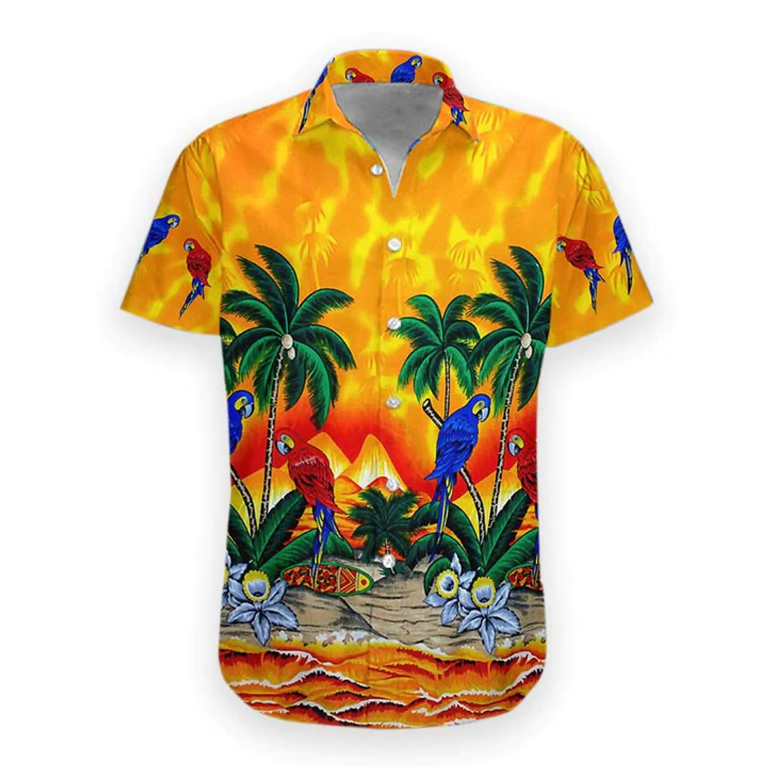 3D Parrot Hawaii Shirt, Men's Hawaiian Shirt Casual Button Down Shirts, Short Sleeve Hawaiian Shirts for Men