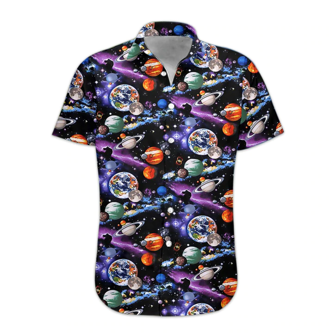 3D Planet Solar System Hawaiian Shirt, Hawaiian Shirts for Men Print Button Down Shirt