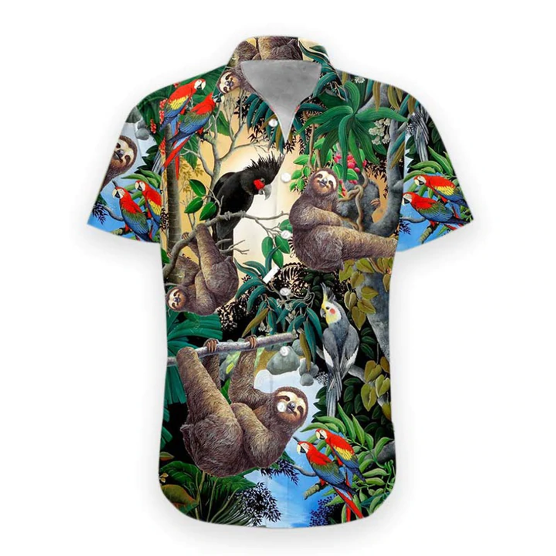 3D Sloth Hawaii Shirt, Summer Hawaiian Shirts Casual Short Sleeve Shirt Men