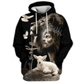 FUNSTUFFPRINT 3D All Over Print Black Jesus And Lion Hoodies Jesus Hoodie Men & Women Christian 3D Hoodie and Zip Hoodie