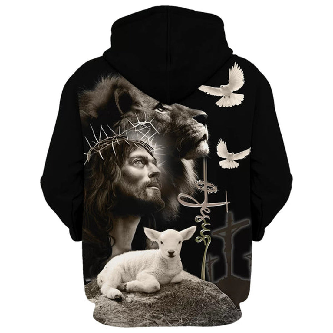 FUNSTUFFPRINT 3D All Over Print Black Jesus And Lion Hoodies Jesus Hoodie Men & Women Christian 3D Hoodie and Zip Hoodie