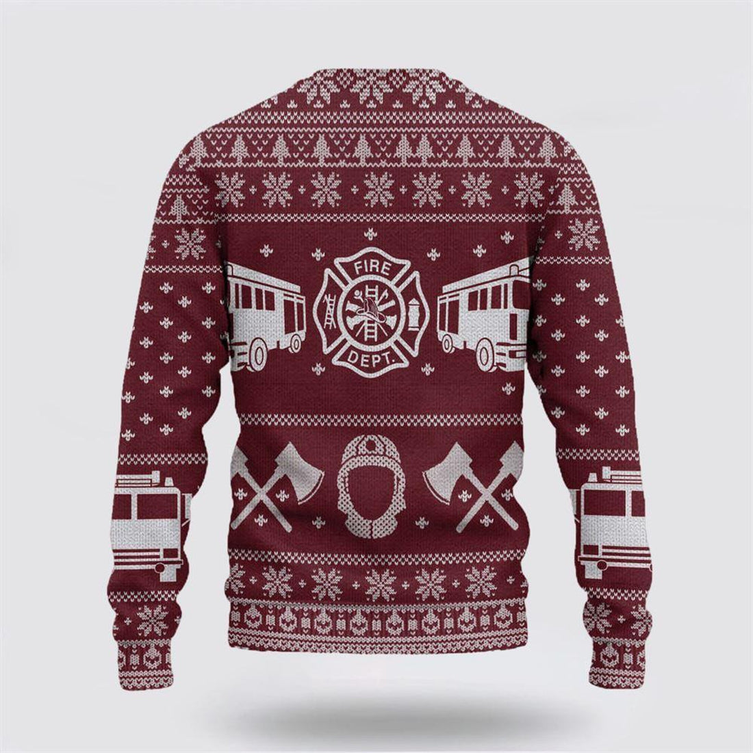 FUNSTUFFPRINT 3D Fire Dept Firefighter Ugly Sweater - Christmas Gifts For Firefighters Ugly Sweater