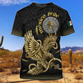 FUNSTUFFPRINT 3D Full Print Mexico Shirt, Mexico T-Shirt, Gold Eagle Pride Mexico Shirt, New Mexico 3D T-shirt