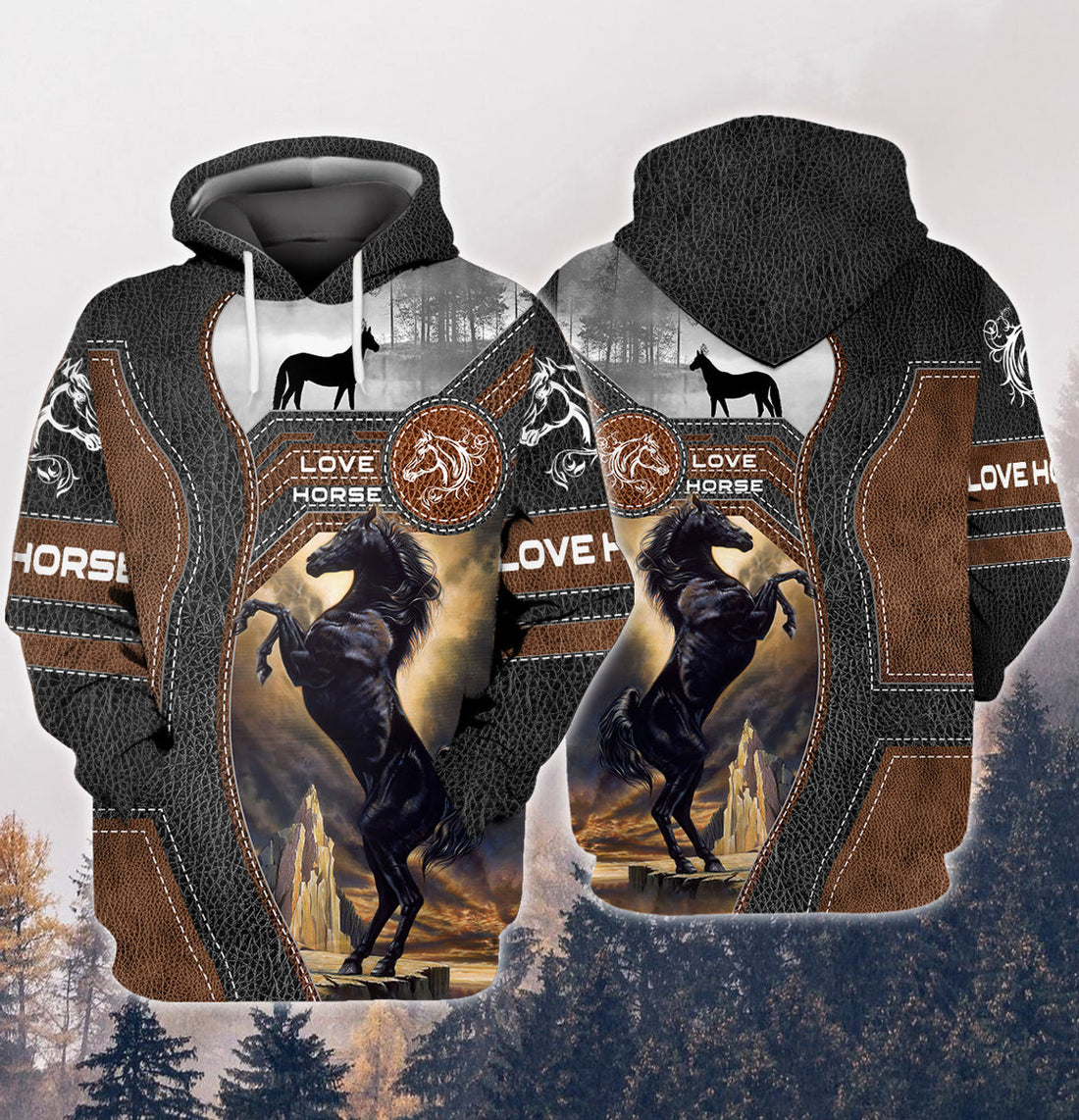FUNSTUFFPRINT Brown Horse 3D Full Print 3D Hoodie and Zip Hoodie