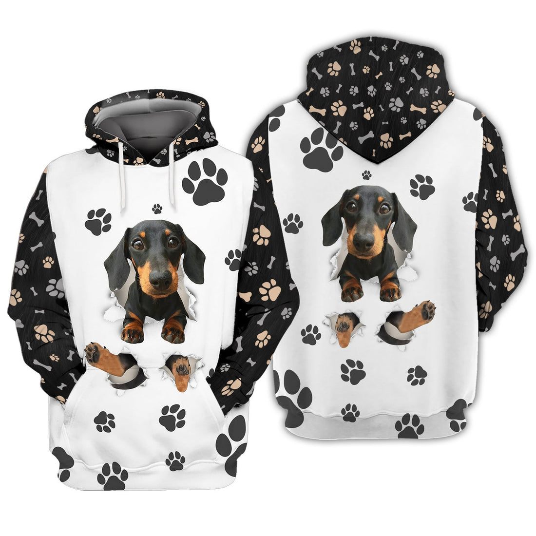 FUNSTUFFPRINT Lovely Dachshund 3D Hoodie and Zip Hoodie