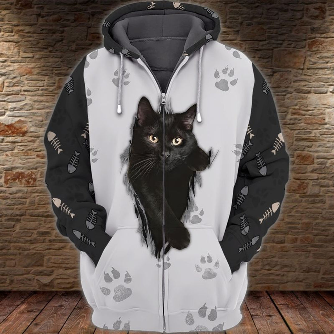 FUNSTUFFPRINT Black Cat Co98 3D Hoodie and Zip Hoodie
