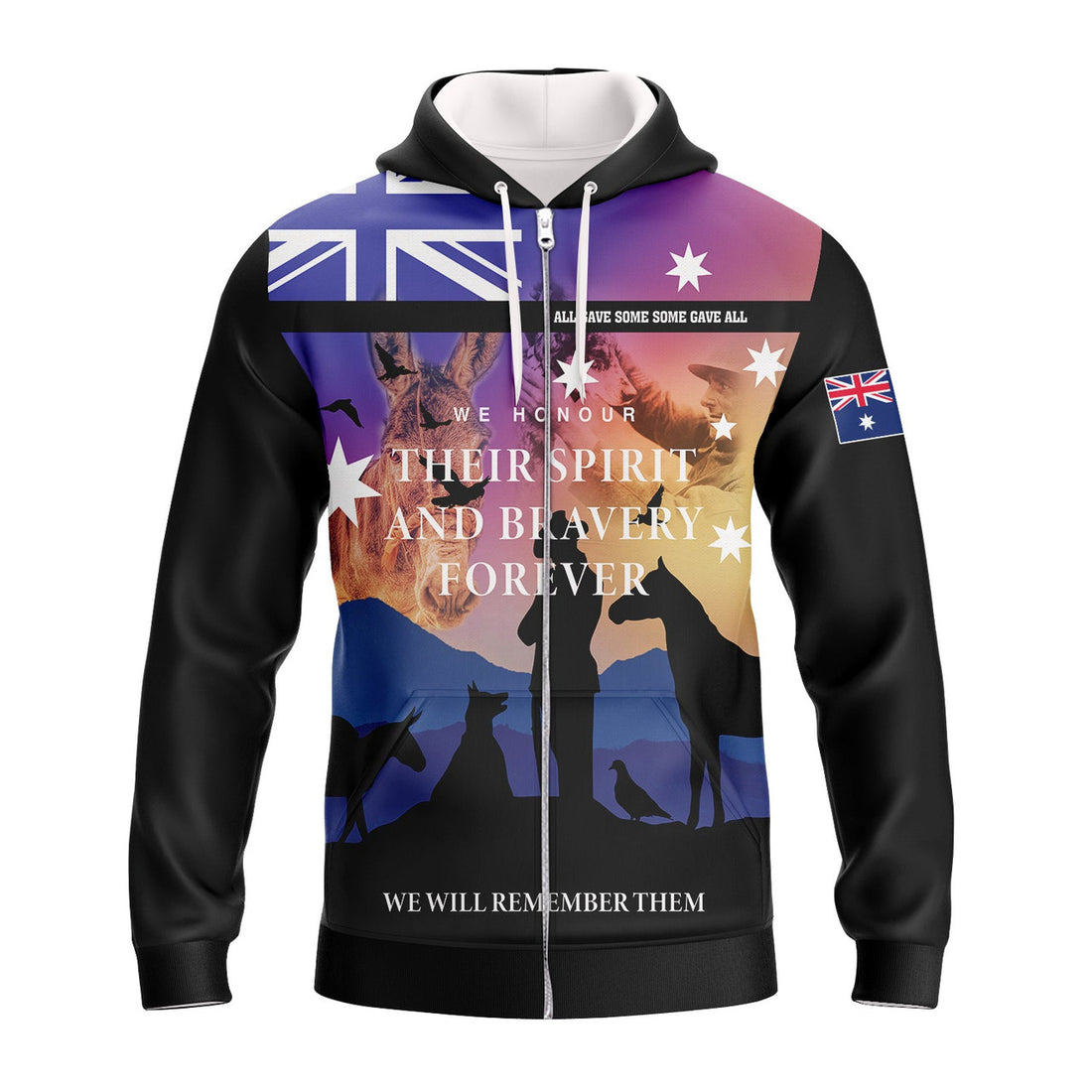 FUNSTUFFPRINT Anzac We Honour Their Spirit 3D Hoodie and Zip Hoodie