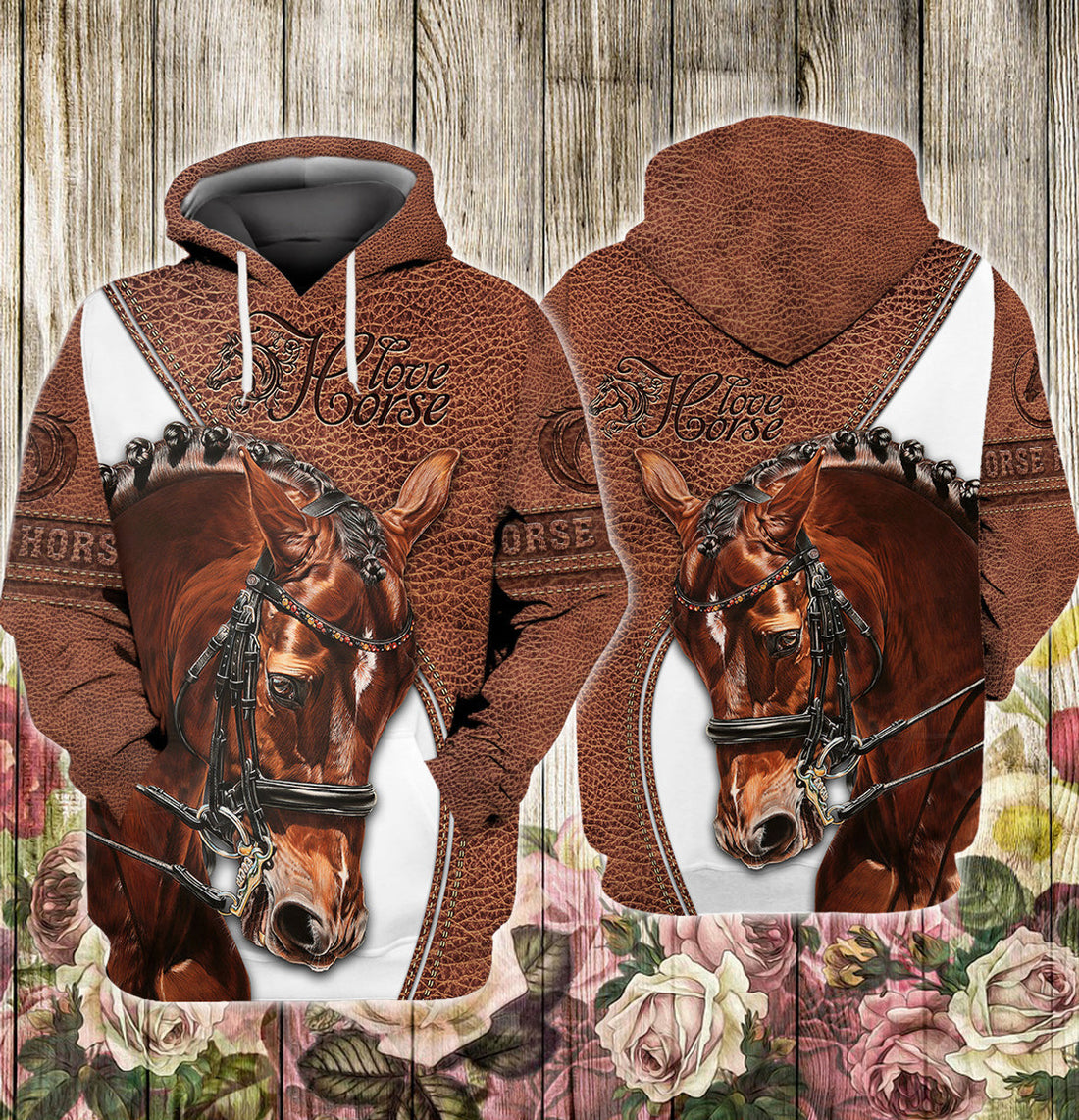 FUNSTUFFPRINT Brown Horse 3D Full Print 3D Hoodie and Zip Hoodie