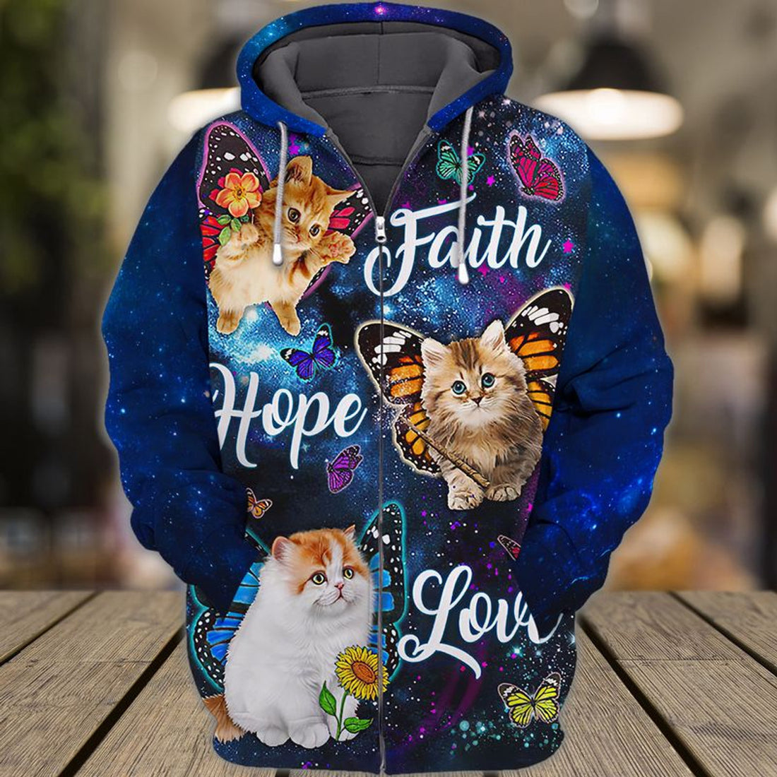 FUNSTUFFPRINT FAITH - HOPE - LOVE - CAT - MITRU 3D Hoodie and Zip Hoodie