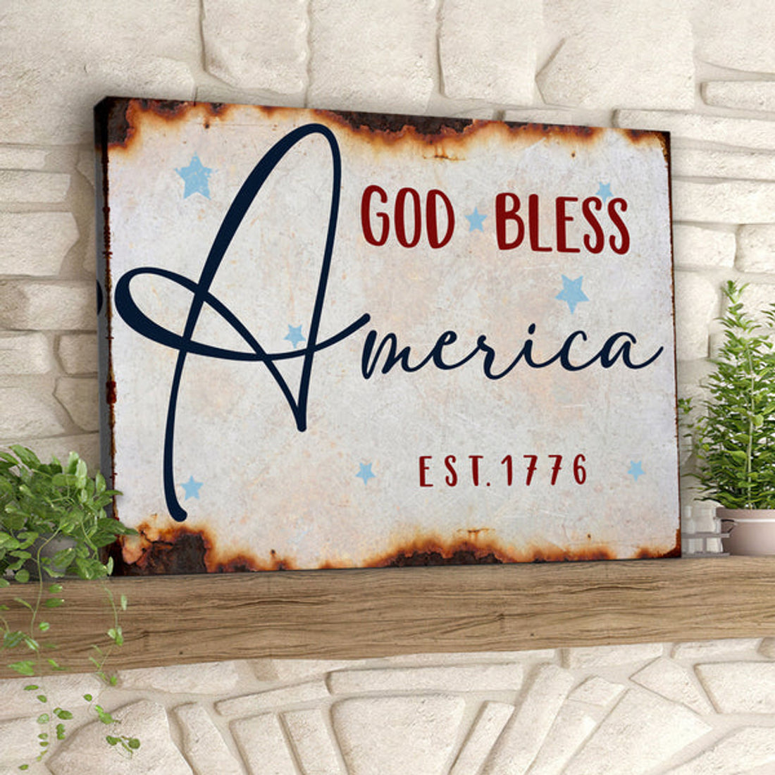 God Bless America - Est 1776 - Fourth Of July Paintings - Independence Day Canvas Wall Art 