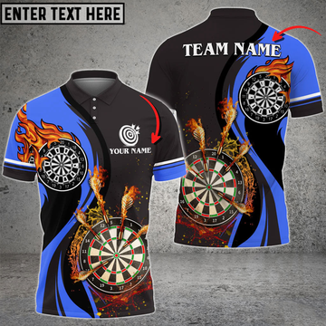 Custom Dart Fire Personalized Name, Multicolor Dart Team Name 3D Polo Shirt