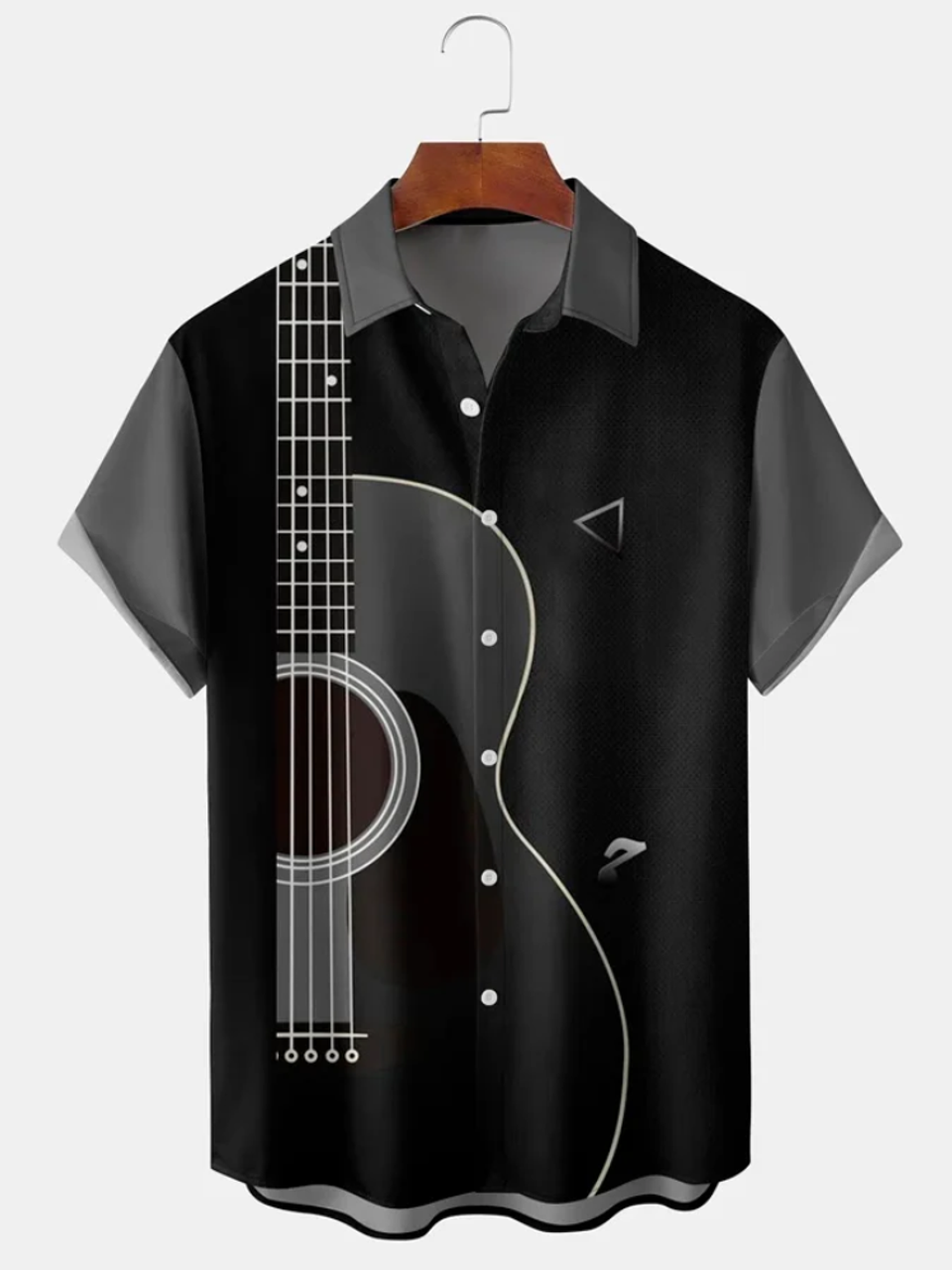 Men's Music Guitar Print Loose Casual hawaiian Shirt, Guitar lover gifts