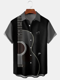 Men's Music Guitar Print Loose Casual hawaiian Shirt, Guitar lover gifts