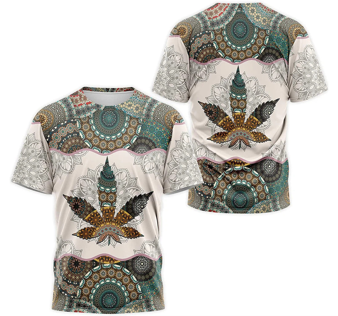 FUNSTUFFPRINT Personalized T-Shirt, Hoodie - Mandala Cannabis Weed Wave 3D T-shirt