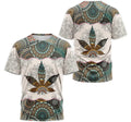 FUNSTUFFPRINT Personalized T-Shirt, Hoodie - Mandala Cannabis Weed Wave 3D T-shirt