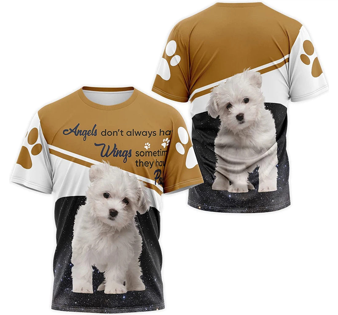 FUNSTUFFPRINT Personalized T-Shirt, Hoodie - Maltese Dog Angels Don't Always Have Wings Sometimes They Have Paw 3D T-shirt