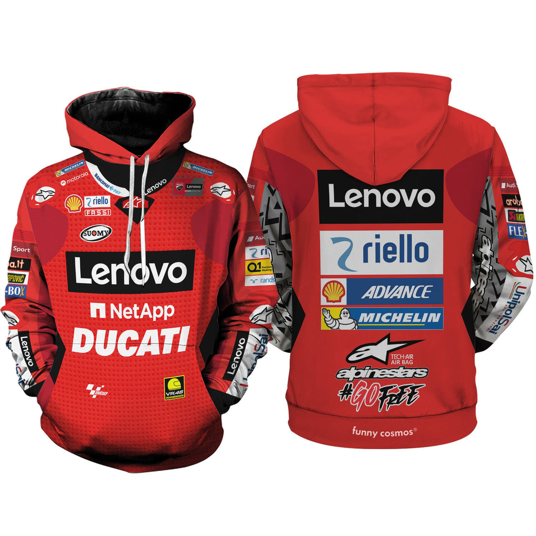 FUNSTUFFPRINT Francesco Bagnaia MotoGP Racing Sweat 3D Hoodie and Zip Hoodie