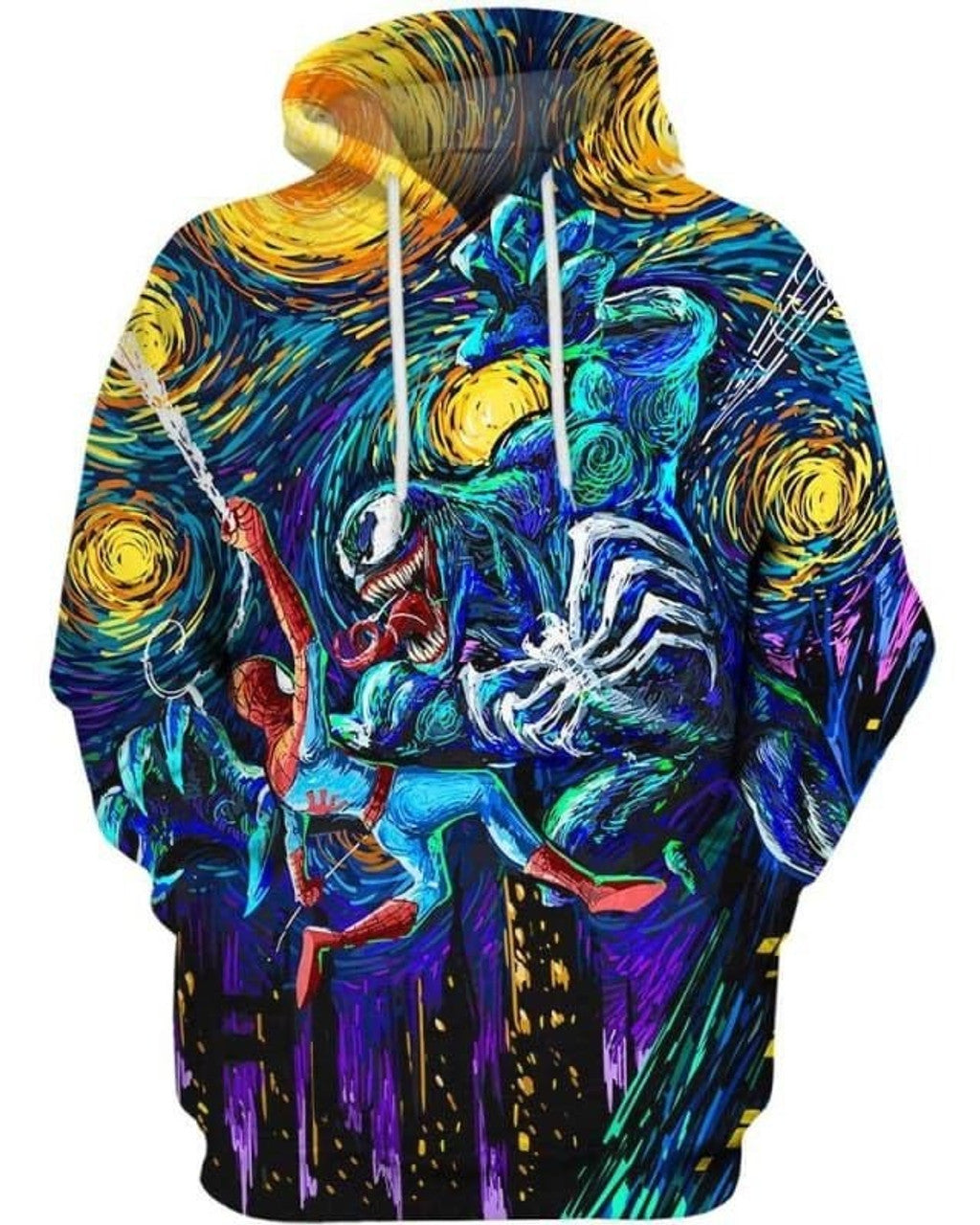 FUNSTUFFPRINT Venom Art Spider Man All Print Halloween Gift Horror AOP 3D Hoodie and Zip Hoodie