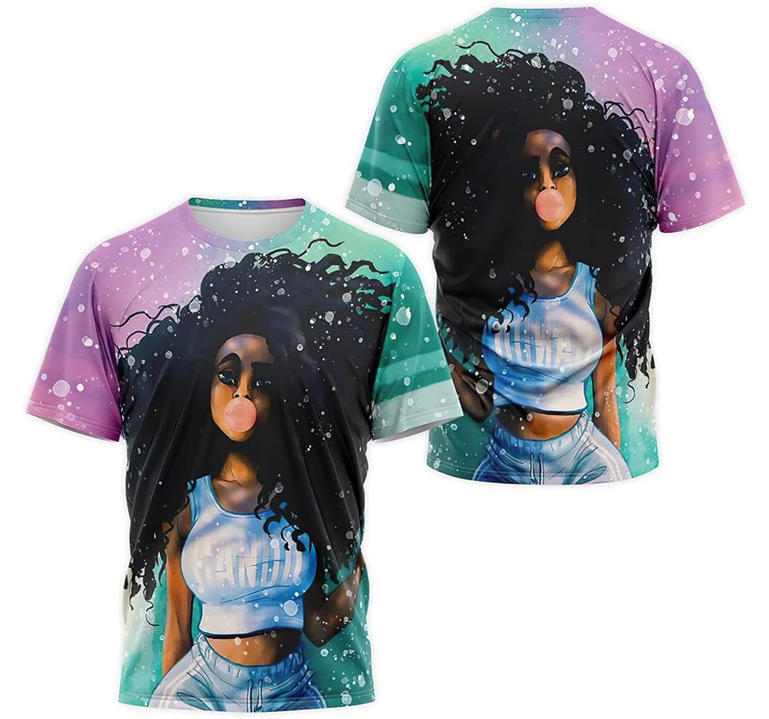 FUNSTUFFPRINT Personalized T-Shirt, Hoodie - Girl Rock Lady Melanin 3D T-shirt