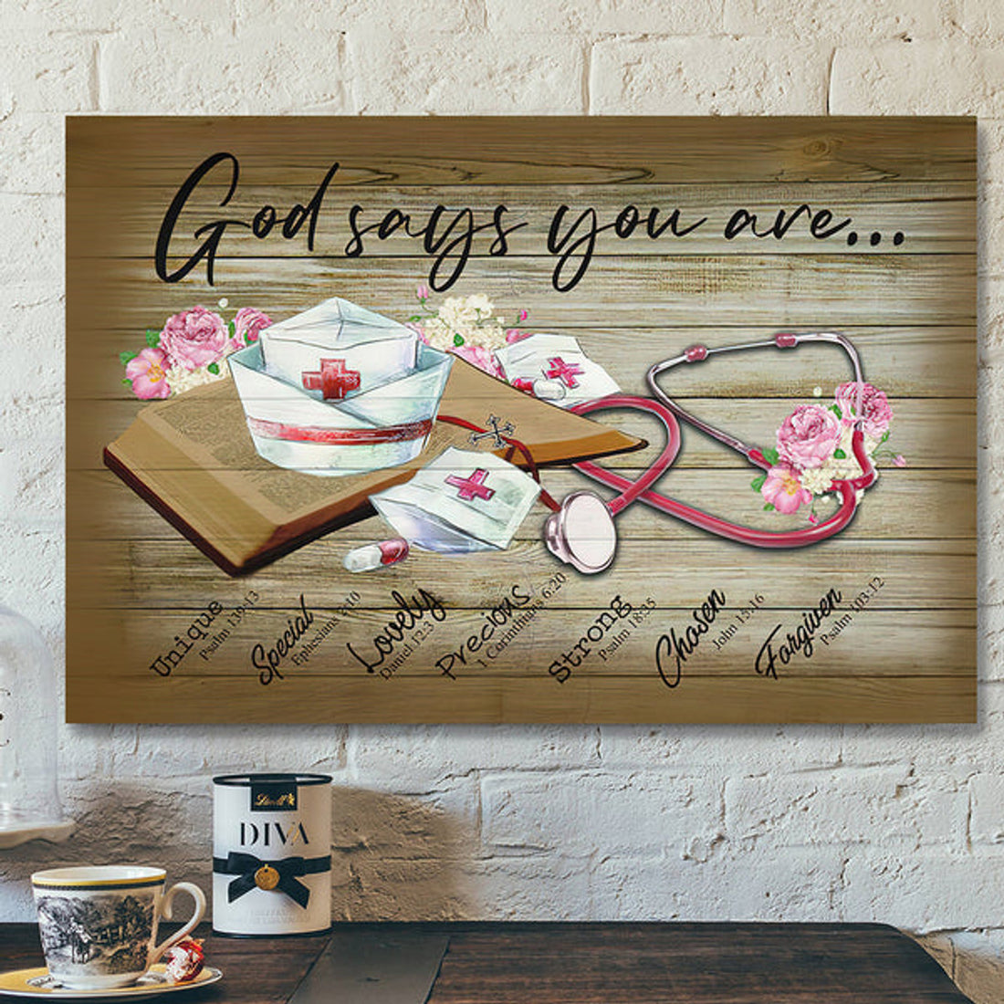Scripture Canvas Wall Art - Jesus Canvas Art - Bible Verse Canvas - God Says You Are Nurse Canvas Poster 