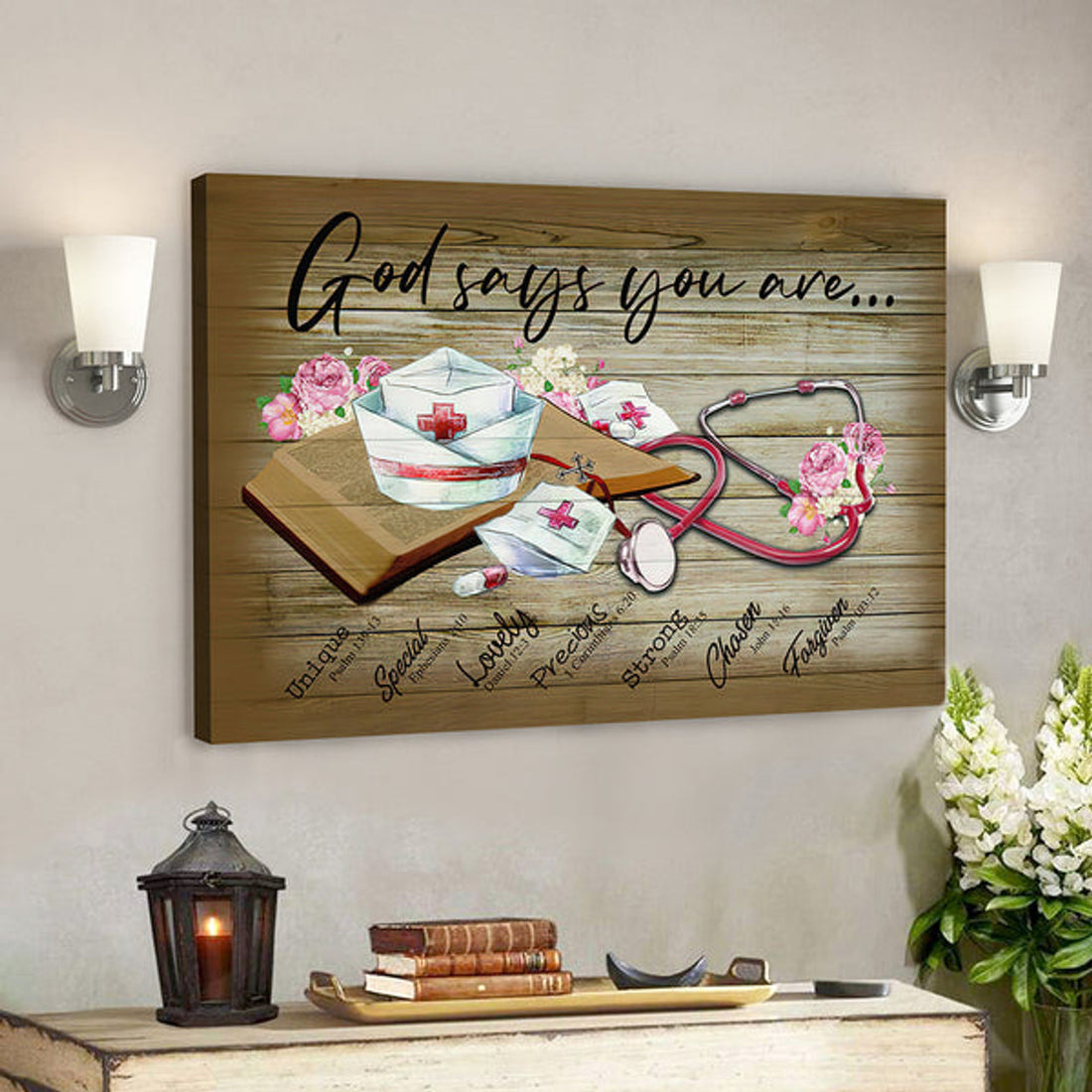Scripture Canvas Wall Art - Jesus Canvas Art - Bible Verse Canvas - God Says You Are Nurse Canvas Poster 