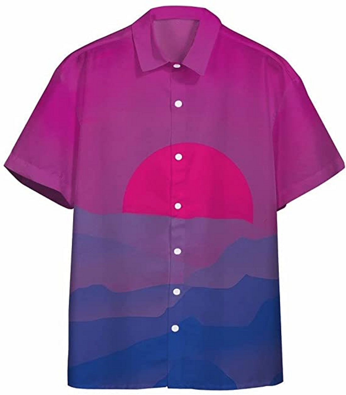 Bisexual Pride Sunrise Hawaii Shirt, Hawaiian Short Sleeve Shirt, Bisexual Pride Hawaiian Shirt