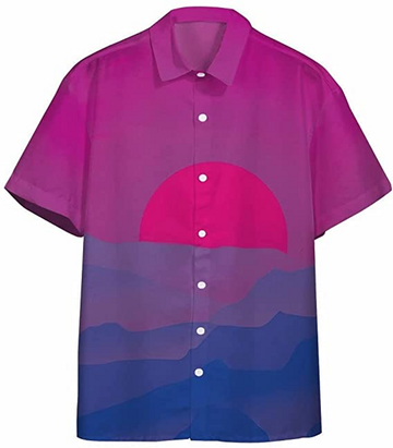 Bisexual Pride Sunrise Hawaii Shirt, Hawaiian Short Sleeve Shirt, Bisexual Pride Hawaiian Shirt