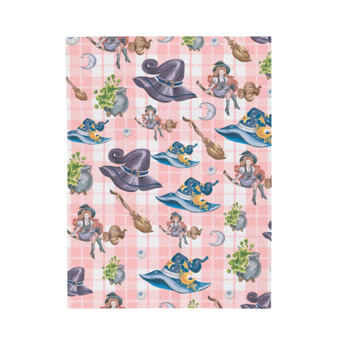 FUNSTUFFPRINT Pink Witch Velveteen Plush Blanket