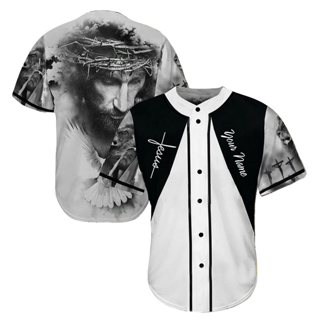 Personalized Jesus Baseball Jersey - Cross, God, Dove Baseball Jersey - Gift For Christians - Jesus Custom Printed Baseball Jersey Shirt For Men Women