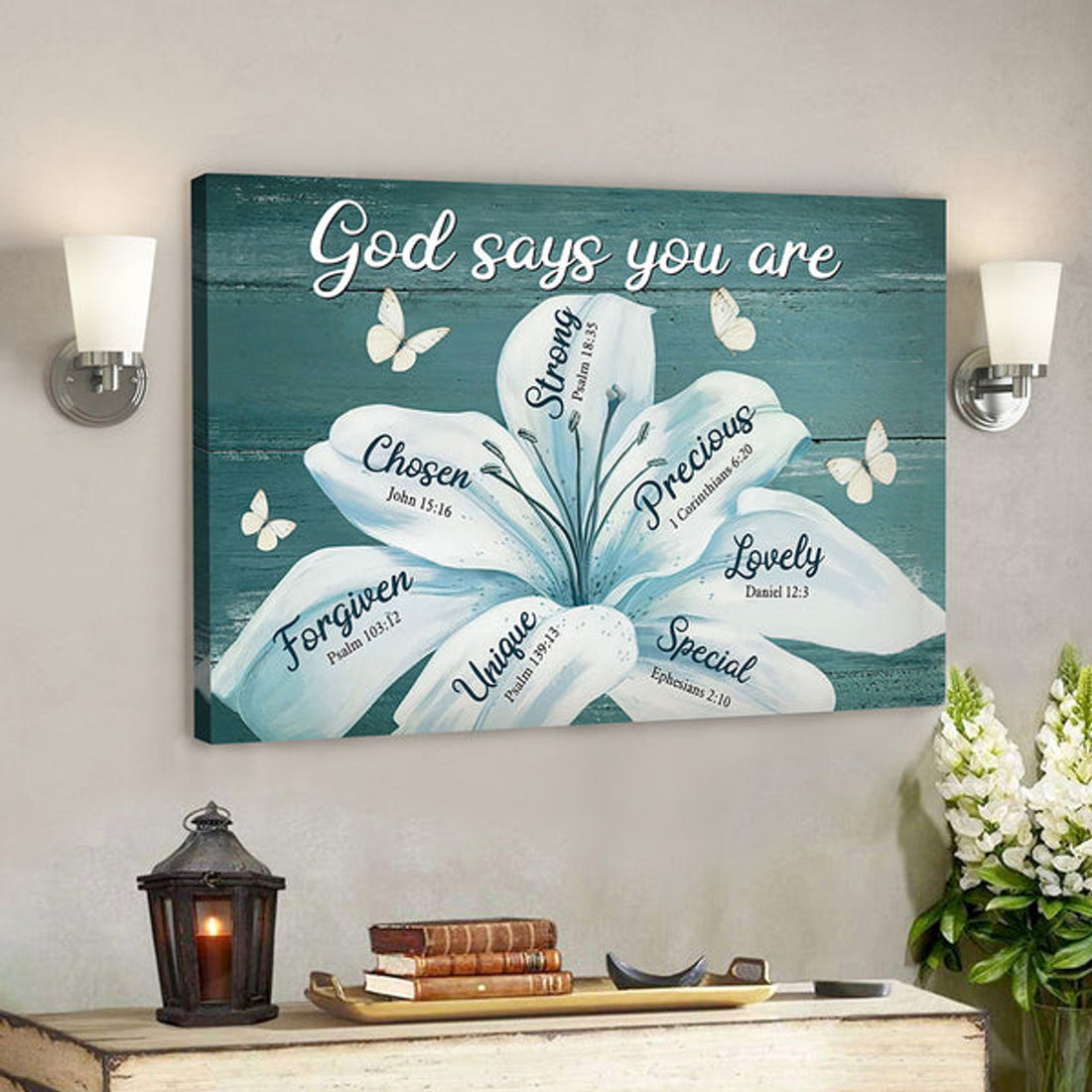 God Canvas - Bible Verse Wall Art Canvas - Scripture Wall Decor - God Says You Are Strong Canvas Poster 