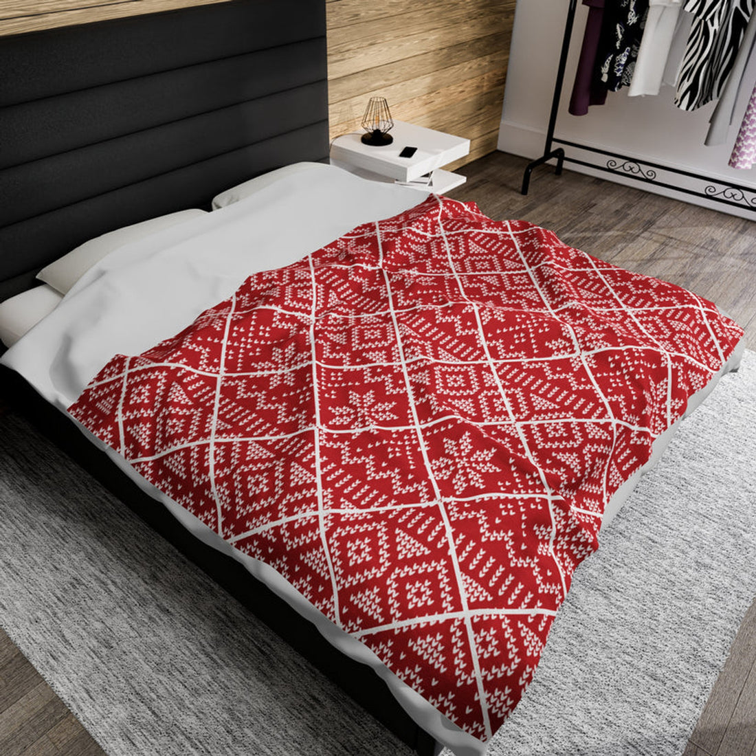 FUNSTUFFPRINT Fair Isle Velveteen Plush Blanket