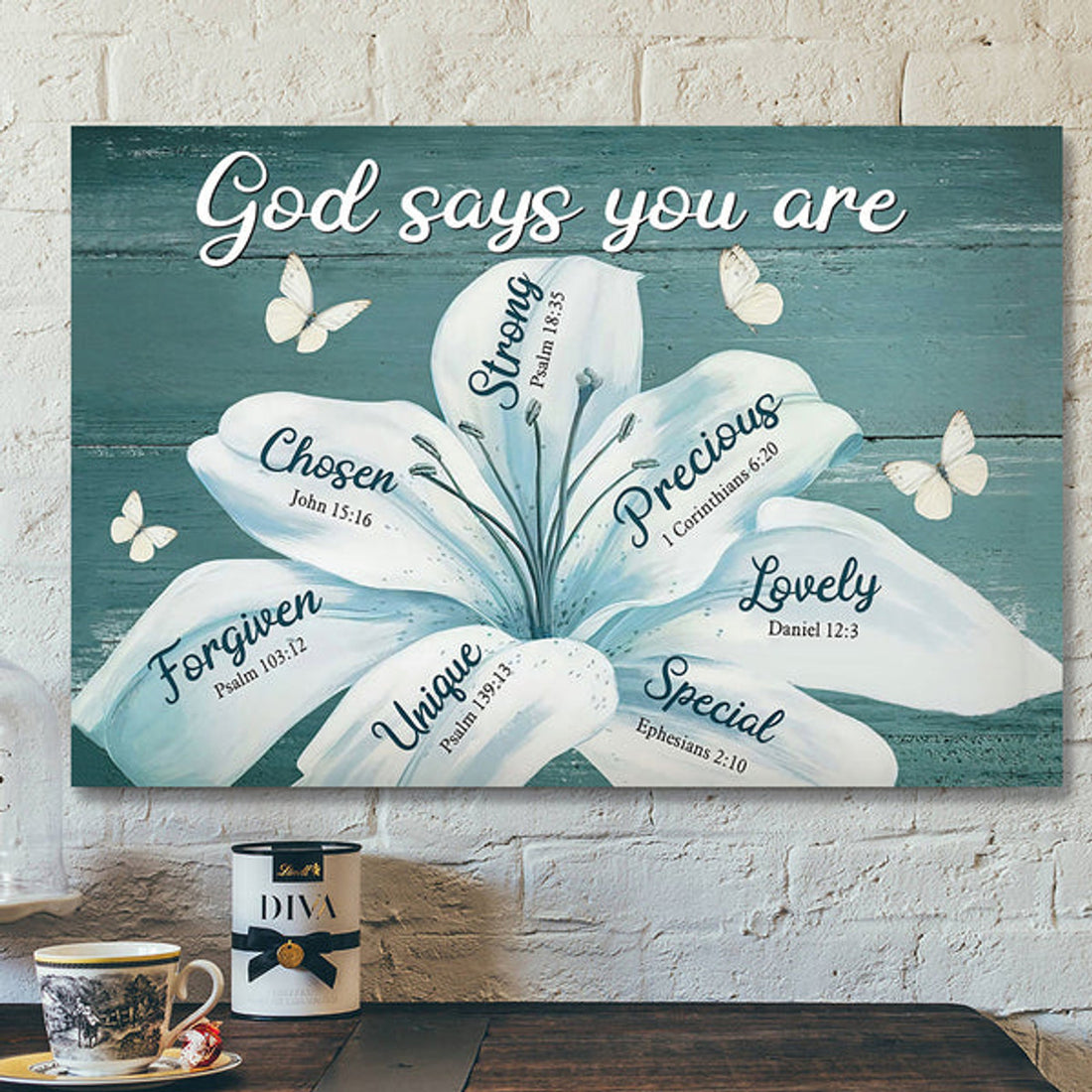 God Canvas - Bible Verse Wall Art Canvas - Scripture Wall Decor - God Says You Are Strong Canvas Poster