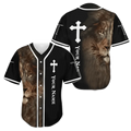 Personalized Jesus Baseball Jersey - Cross, Lion Baseball Jersey - Gift For Christians - Jesus Custom Printed Baseball Jersey Shirt For Men and Women