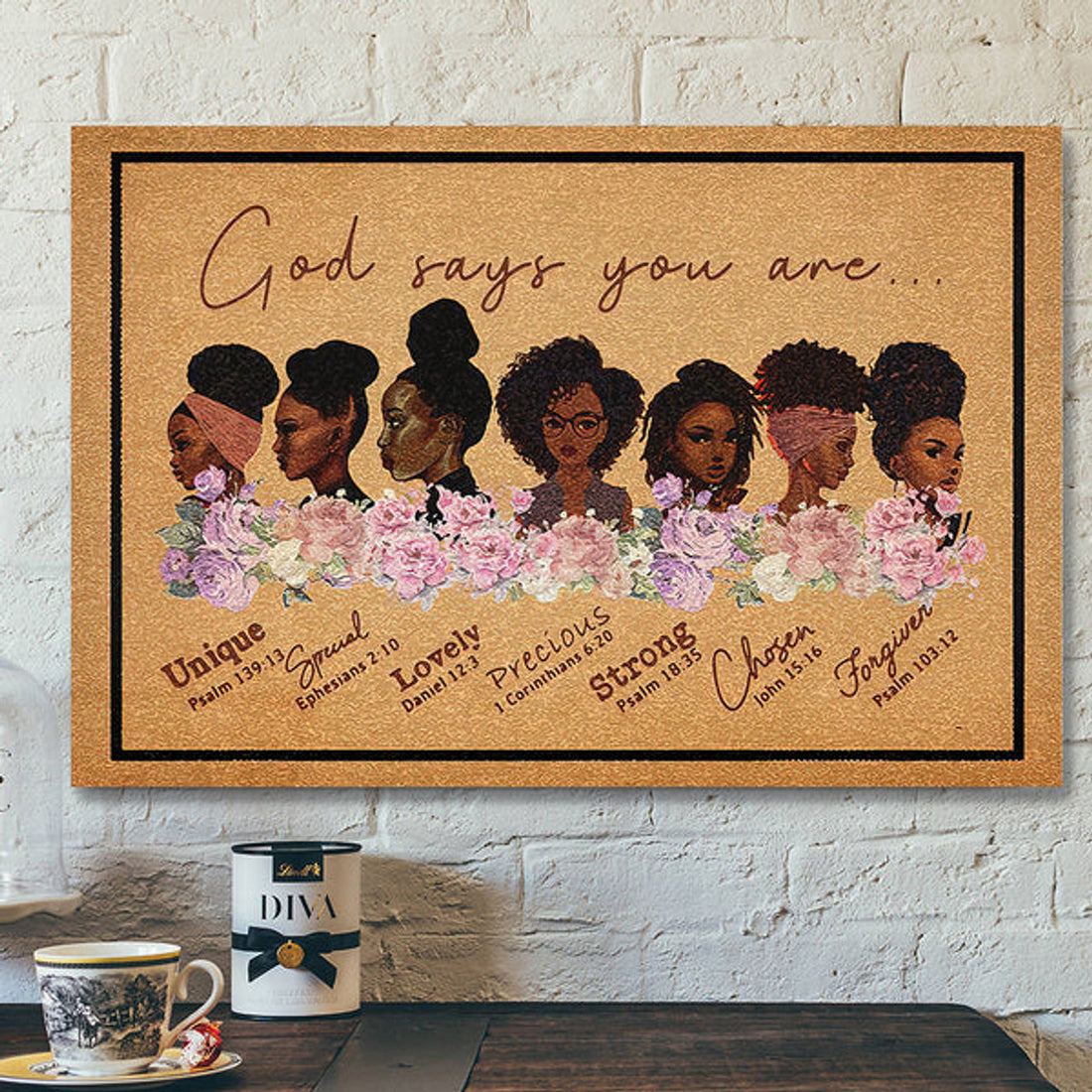 Jesus Canvas Art - Bible Verse Canvas- God Says You Are Unique Special Lovely Precious Strong Chosen Forgiven Canvas Poster