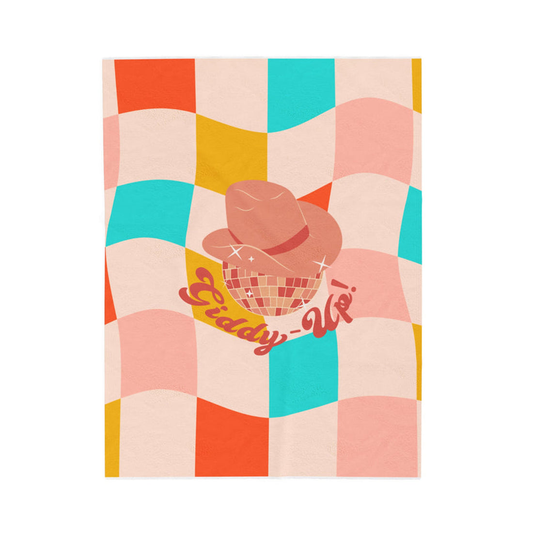 FUNSTUFFPRINT Retro Giddy Up! Velveteen Plush Blanket
