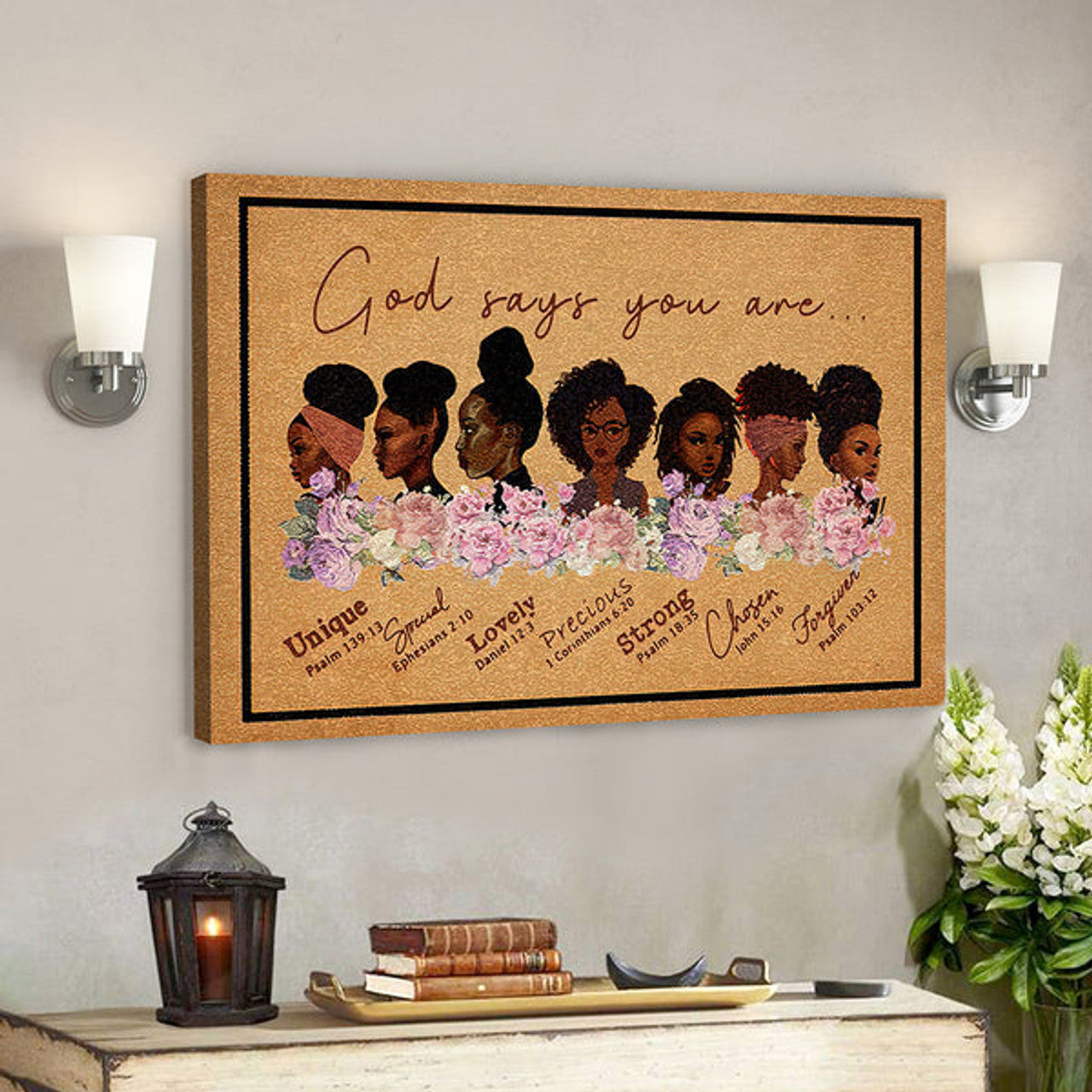 Jesus Canvas Art - Bible Verse Canvas- God Says You Are Unique Special Lovely Precious Strong Chosen Forgiven Canvas Poster 