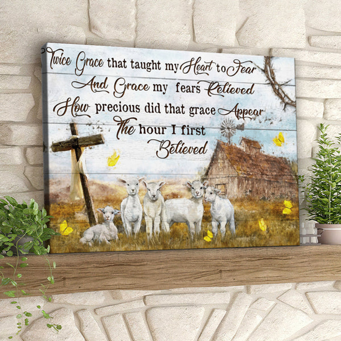 Twice Grace That Taught My Heart To Fear - Lamb And Cross - Christian Canvas Prints - Faith Canvas - Bible Verse Canvas 