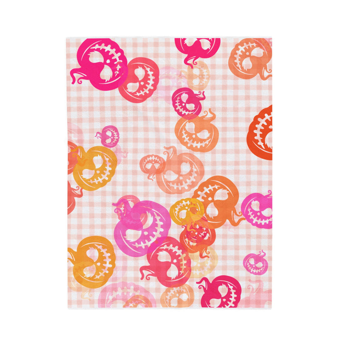 FUNSTUFFPRINT Plaid Neon Pumpkins Velveteen Plush Blanket
