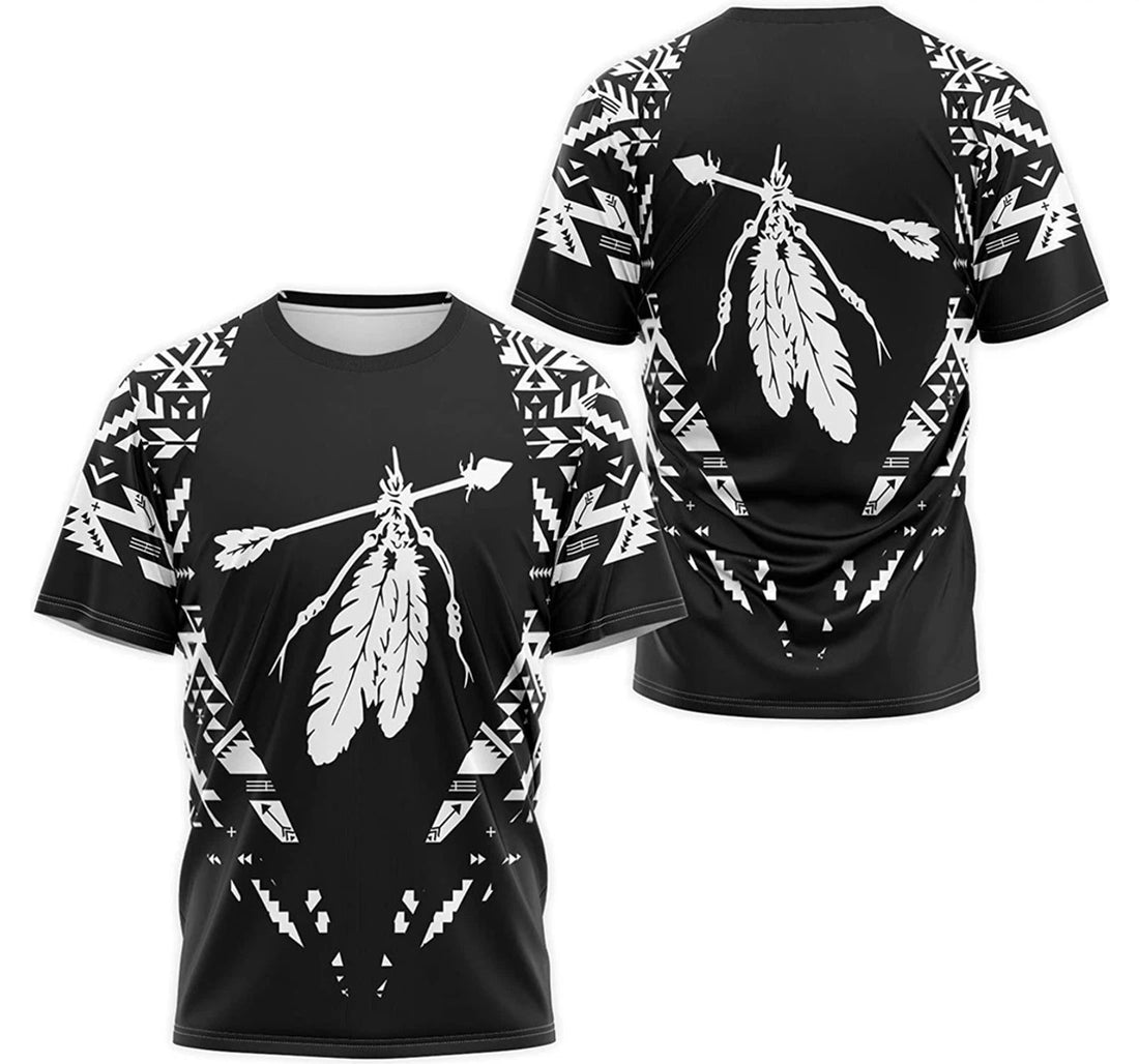 FUNSTUFFPRINT Personalized T-Shirt, Hoodie - Native American Feathers Arrow Aztec Trilbal Pattern 3D T-shirt