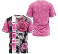 FUNSTUFFPRINT Personalized T-Shirt, Hoodie - Fight Like A Girl Rose Skull Awareness Pattern 3D T-shirt