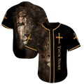 Personalized Jesus Baseball Jersey - Cross, Lion Baseball Jersey - Gift For Christians - Custom Printed 3D Baseball Jersey Shirt For Men and Women