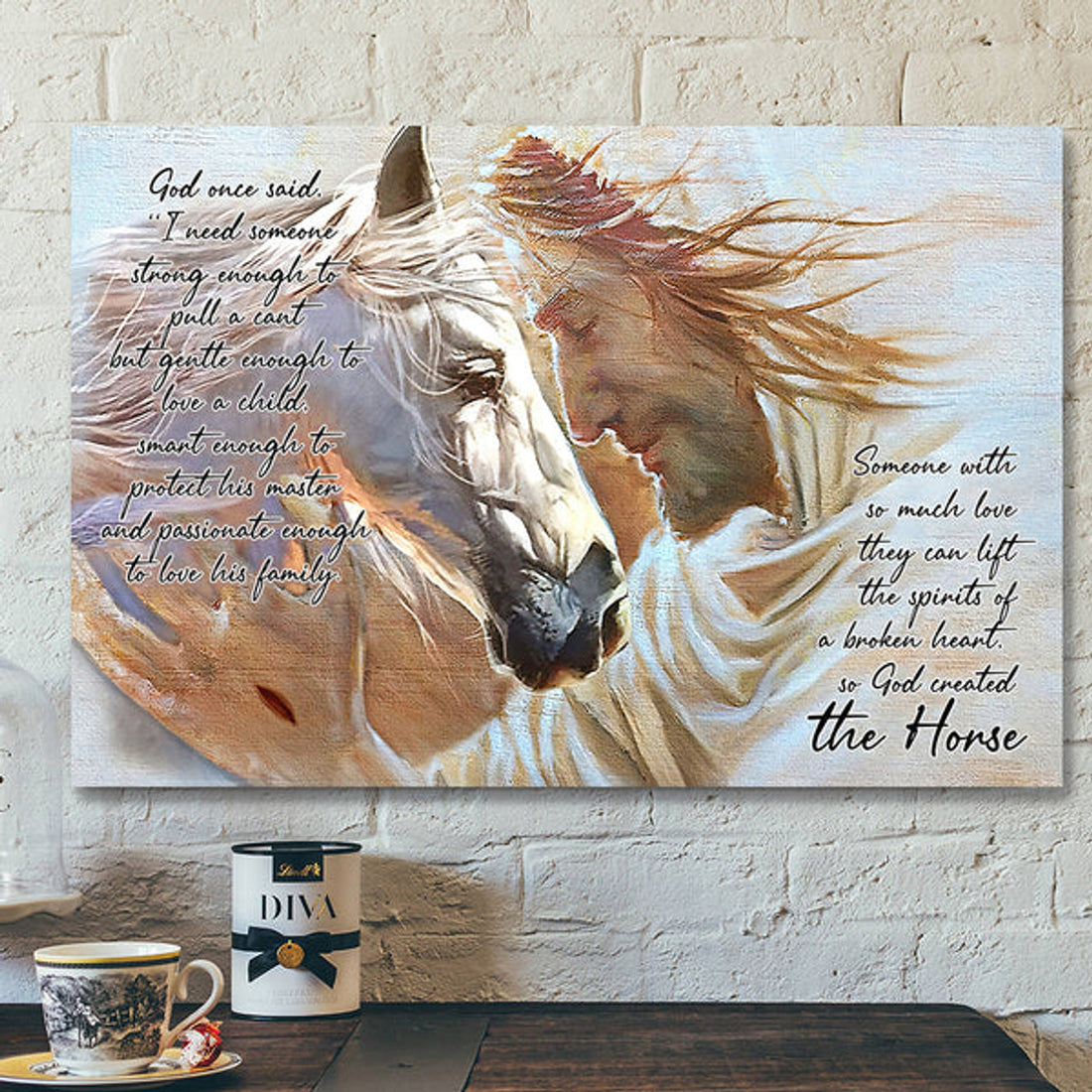 Jesus and The Horse Canvas Poster 