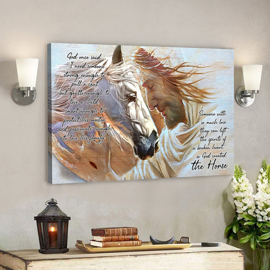 Jesus and The Horse Canvas Poster 