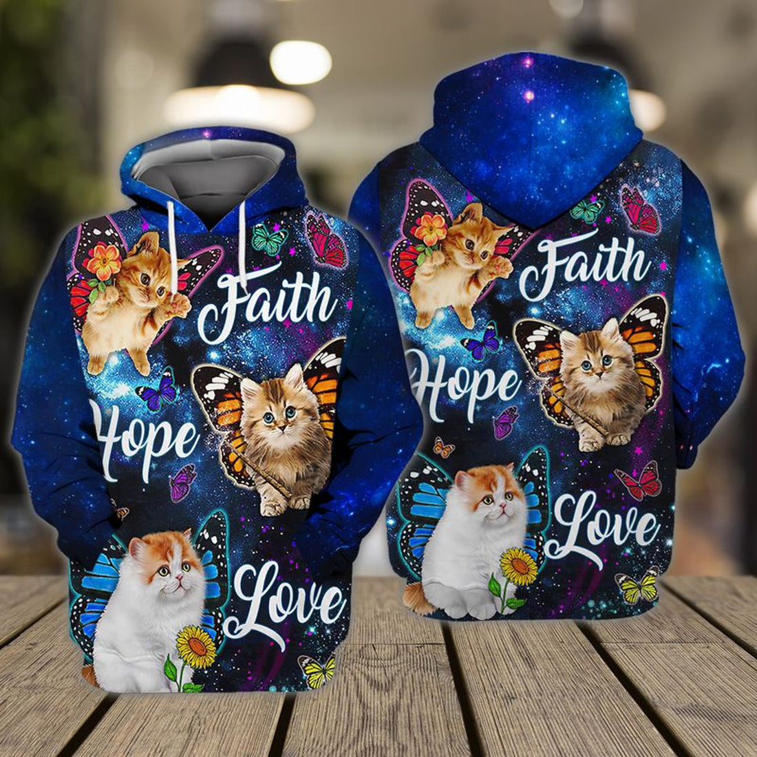 FUNSTUFFPRINT FAITH - HOPE - LOVE - CAT - MITRU 3D Hoodie and Zip Hoodie