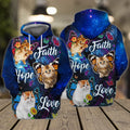 FUNSTUFFPRINT FAITH - HOPE - LOVE - CAT - MITRU 3D Hoodie and Zip Hoodie
