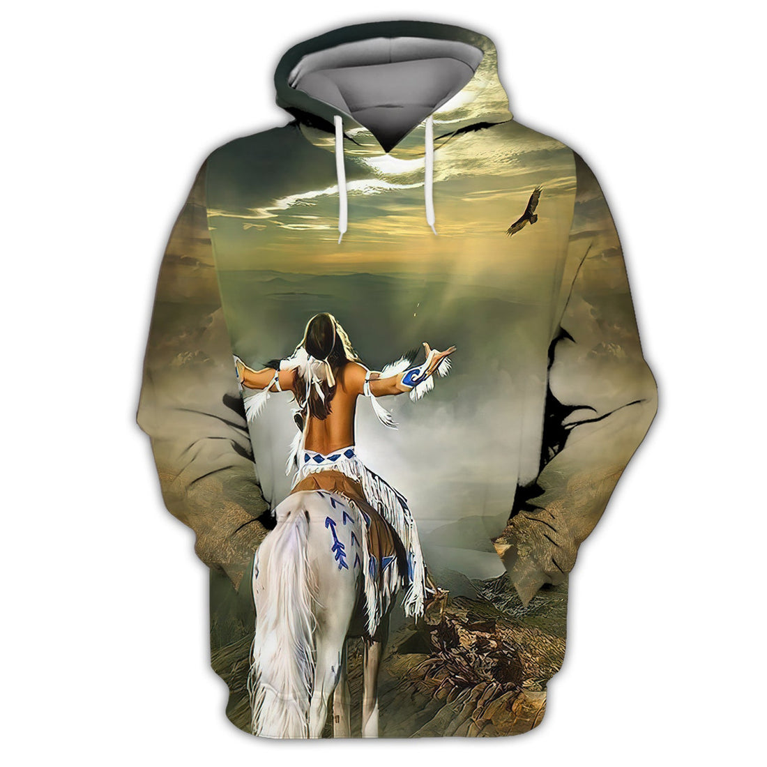 FUNSTUFFPRINT ative Warrior Eagle Full 3D Hoodie and Zip Hoodie