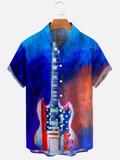 Independence Day American Flag Guitar Men's hawaiian Shirts for men and women